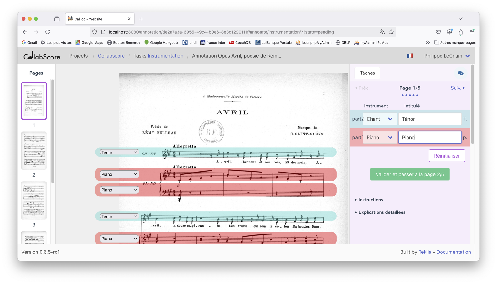 Interface de la phase 1